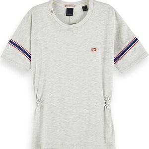 Scotch & Soda Light Gray Tee with Blue and Red Stripes